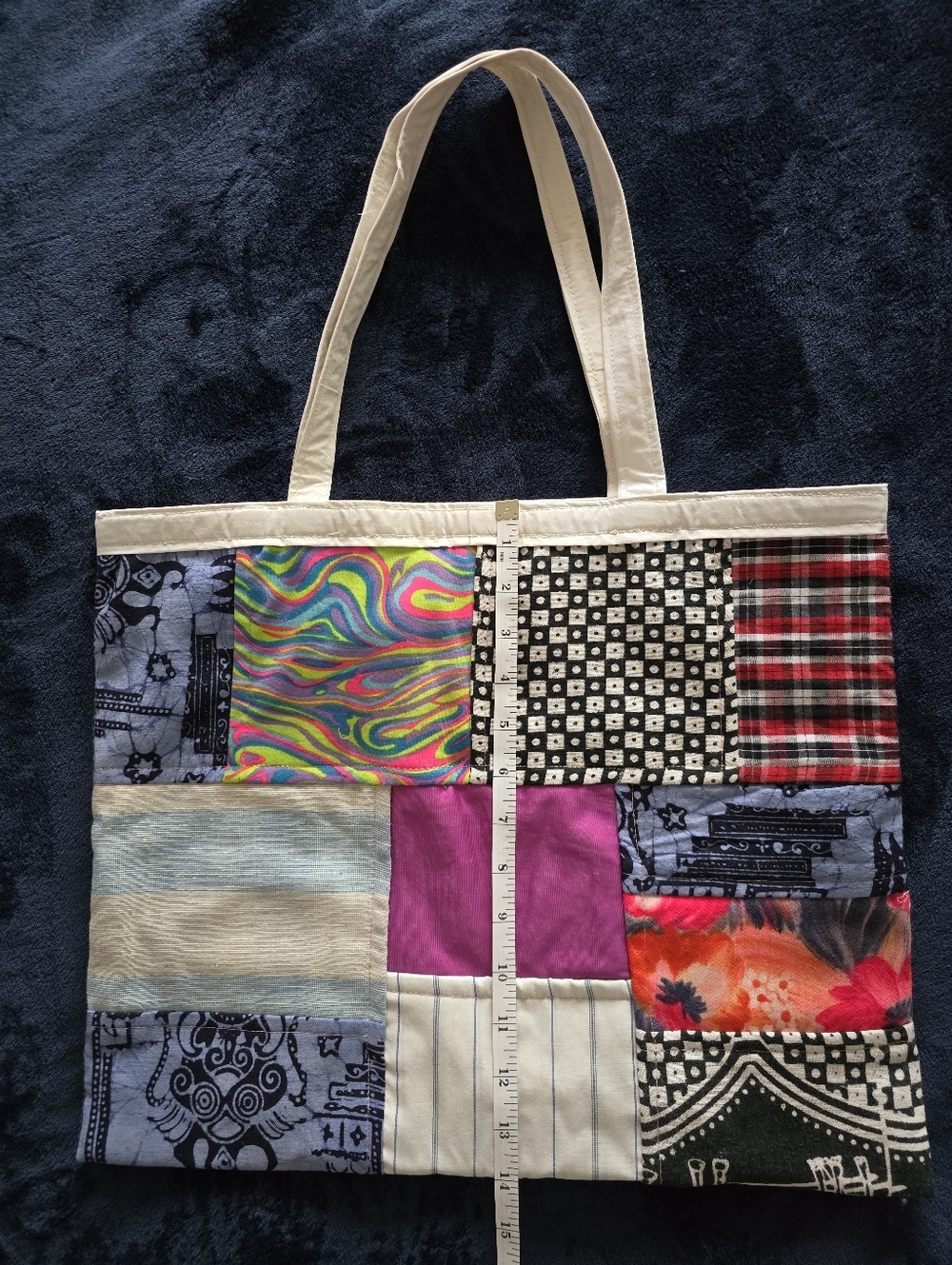 Patchwork Handmade Tote Bag in Multicolor - Picture 5 of 6
